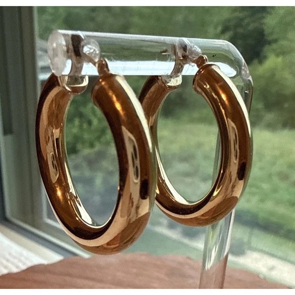 The Unbranded Brand Jewelry - 14k Polished Round Hoop Earrings 1 Inch Diameter 3 Grams Classic Old Money